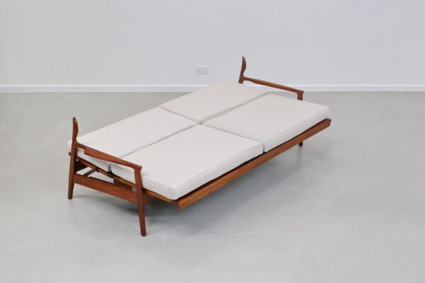 Don Narvic Rattan Back Daybed. New upholstery. Mid century.